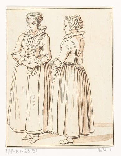 Twee staande vrouwen by Hendrik Busserus