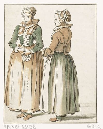 Twee staande vrouwen by Hendrik Busserus