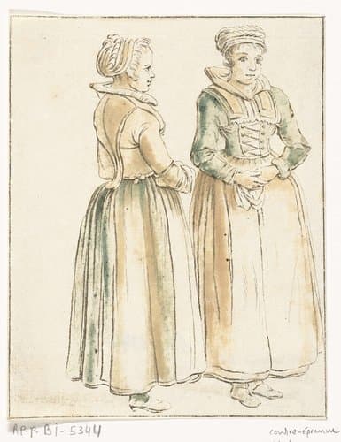 Twee staande vrouwen by Hendrik Busserus