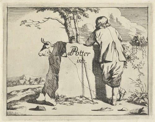 Herder en rund by Marcus de Bye