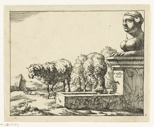 Twee schapen bij drinkbak by Marcus de Bye