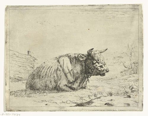 Rustende koe met halster by Marcus de Bye