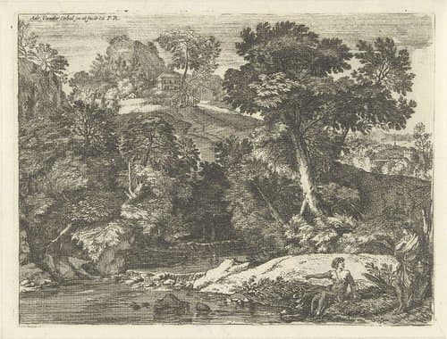 Landschap met bader by Adriaen van der Kabel