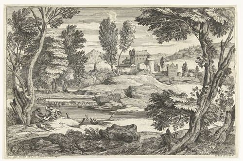 Herder en herderin aan waterkant by Adriaen van der Kabel