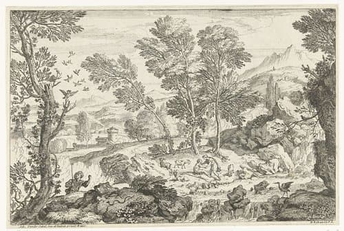 Landschap met een uil in een boom by Adriaen van der Kabel