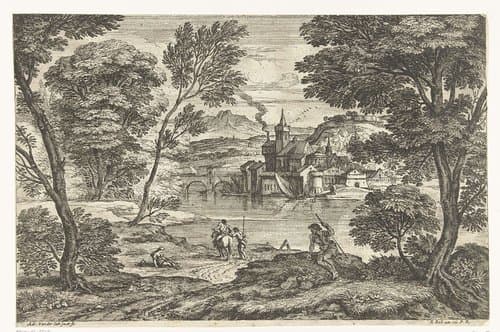 Landschap met man te paard by Adriaen van der Kabel