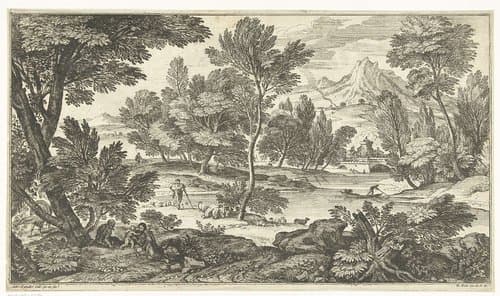 Oude man en vrouw met kind in de schaduw by Adriaen van der Kabel