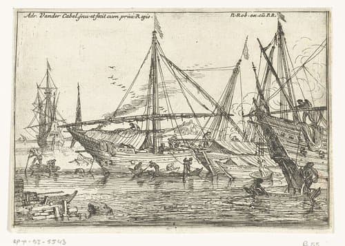 Havengezicht by Adriaen van der Kabel