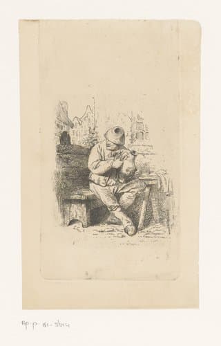 Dorpeling met een waterkan by Louis Antoine Carolus