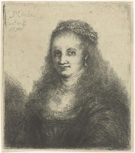 Vrouw met een parelsnoer in het haar by Jan Chalon