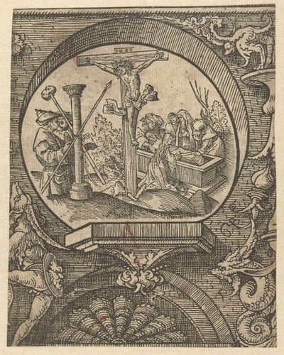 De kruisiging en de graflegging van Christus by Jacob Cornelisz van Oostsanen