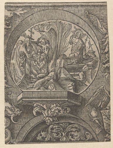 De hellevaart en de opstanding van Christus by Jacob Cornelisz van Oostsanen