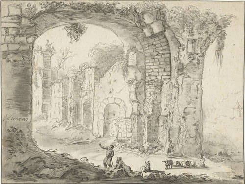 Landschap met ruïne by Jurriaan Cootwijck