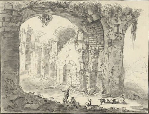 Landschap met ruïne by Jurriaan Cootwijck