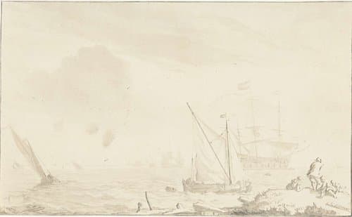 Oorlogsschip bij het strand by Jurriaan Cootwijck