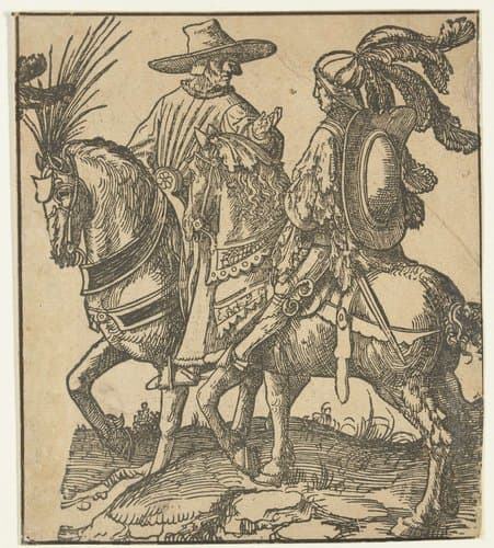 Twee ruiters by Jacob Cornelisz van Oostsanen