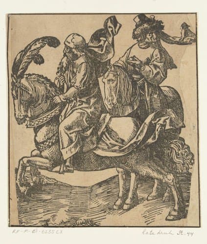 Twee ruiters by Jacob Cornelisz van Oostsanen
