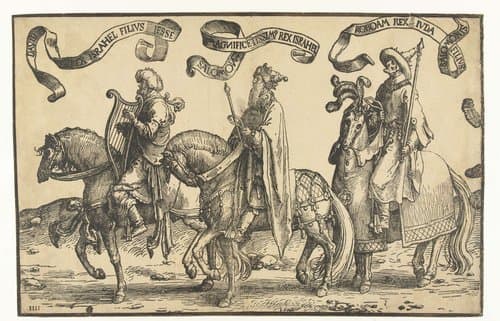 Koningen David, Salomo en Jerobeam by Lucas van Leyden