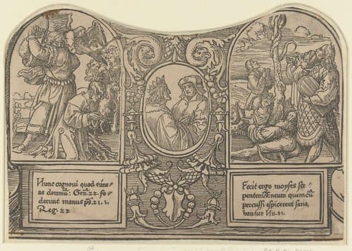 Het offer van Abraham en de koperen slang by Jacob Cornelisz van Oostsanen