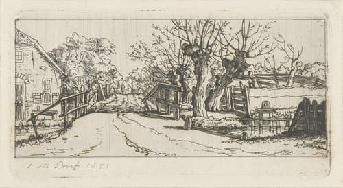 Weggetje langs een boerderij by Jacobus Ludovicus Cornet