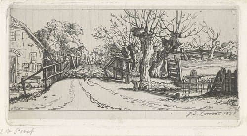 Weggetje langs een boerderij by Jacobus Ludovicus Cornet