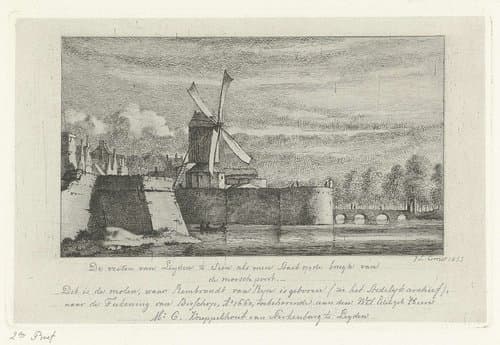 Gezicht op de vesten van Leiden by Jacobus Ludovicus Cornet