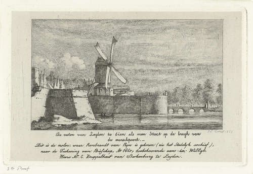 Gezicht op de vesten van Leiden by Jacobus Ludovicus Cornet
