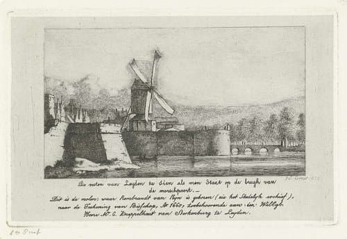 Gezicht op de vesten van Leiden by Jacobus Ludovicus Cornet