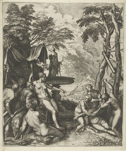 Diana ontdekt de zwangerschap van Callisto by Cornelis Cort