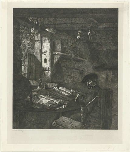Koopman in zijn kantoor by Jacobus Ludovicus Cornet