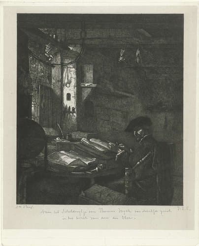 Koopman in zijn kantoor by Jacobus Ludovicus Cornet