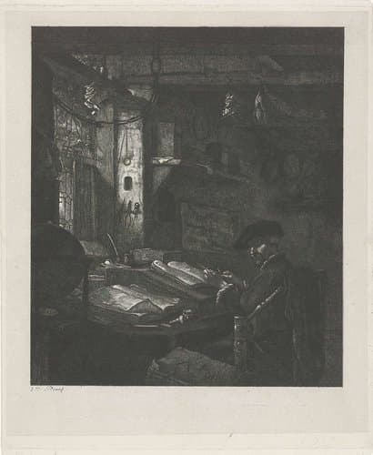 Koopman in zijn kantoor by Jacobus Ludovicus Cornet