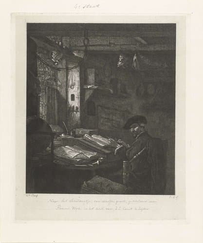 Koopman in zijn kantoor by Jacobus Ludovicus Cornet