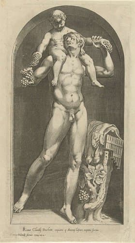 Beeld van een faun met Bacchus op zijn schouders by Cornelis Cort