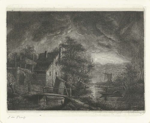 Landschap bij maanlicht by Jacobus Ludovicus Cornet