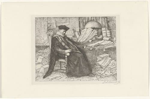 Geleerde in zijn studeerkamer by Jacobus Ludovicus Cornet