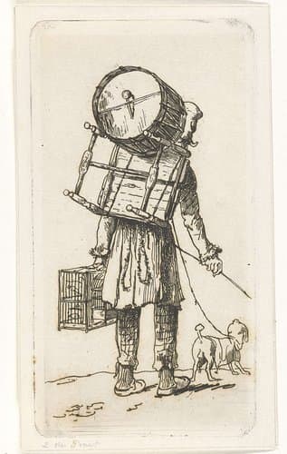 Straatmuzikant met hond by Jacobus Ludovicus Cornet