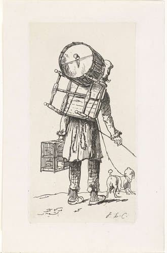 Straatmuzikant met hond by Jacobus Ludovicus Cornet