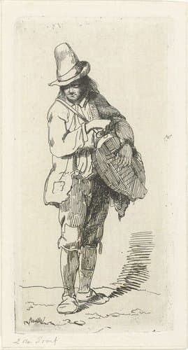 Straatmuzikant met draailier by Jacobus Ludovicus Cornet