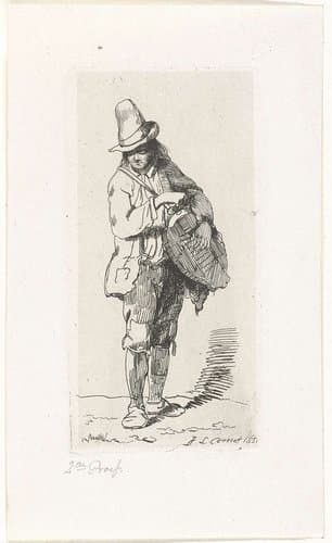 Straatmuzikant met draailier by Jacobus Ludovicus Cornet