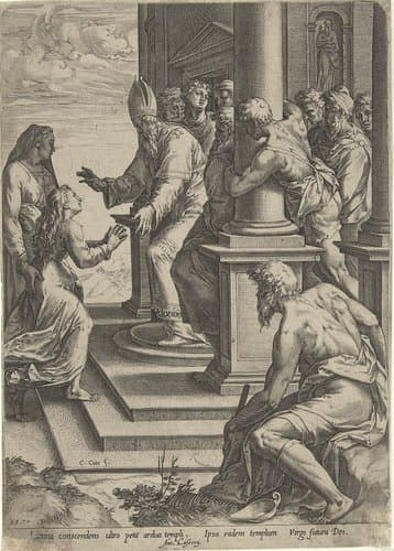 Presentatie van Maria by Cornelis Cort