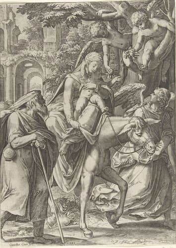 Vlucht naar Egypte by Cornelis Cort
