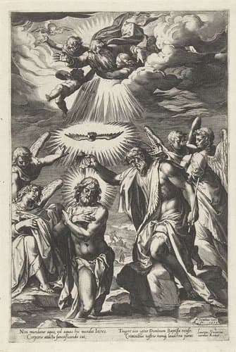 Doop van Christus in de Jordaan by Cornelis Cort