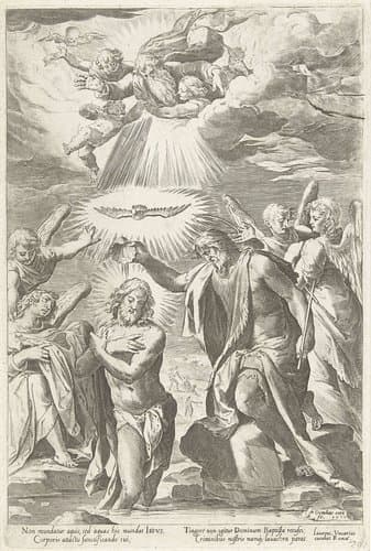 Doop van Christus in de Jordaan by Cornelis Cort