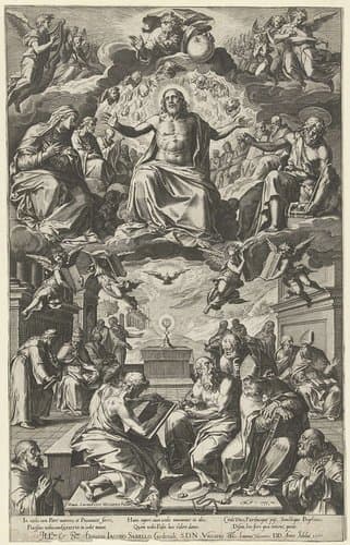 Twist tussen de kerkvaders over het heilig sacrament by Cornelis Cort