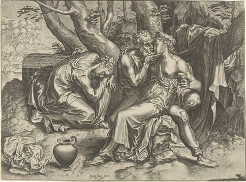 Lot en zijn dochters by Cornelis Cort