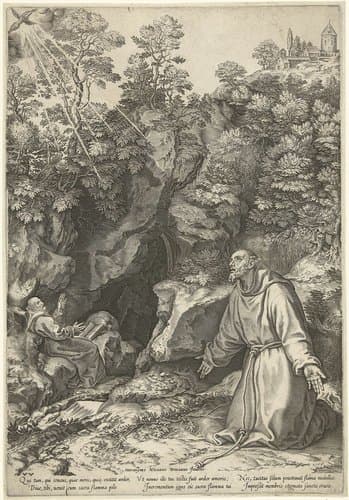 Franciscus ontvangt de stigmata by Cornelis Cort