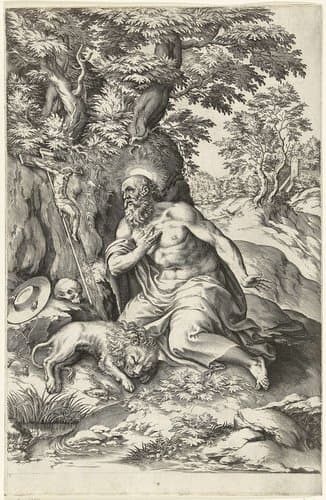 De boetvaardige Hieronymus by Cornelis Cort