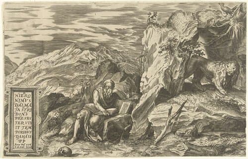 Landschap met lezende Hieronymus by anonymous