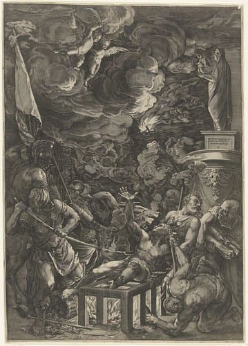 De marteling  van de H. Laurentius by Cornelis Cort